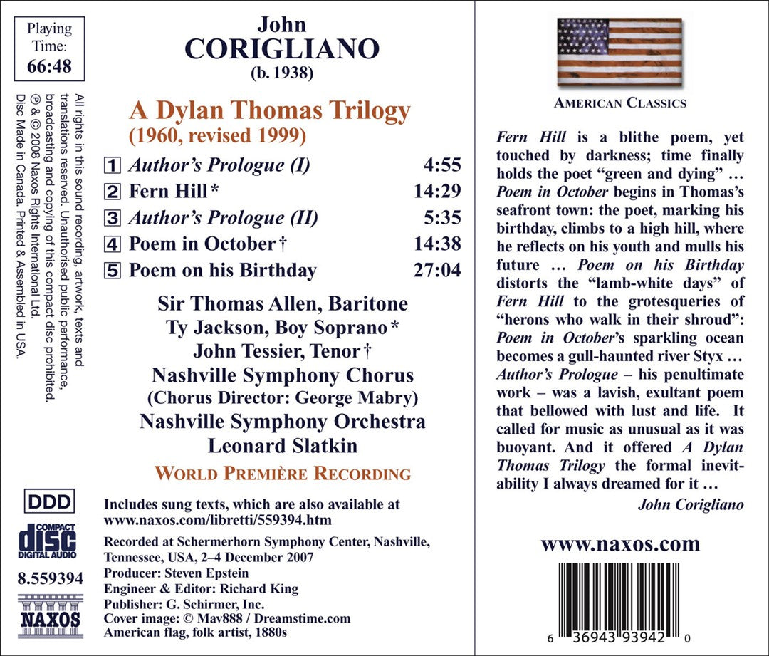 Corigliano: A Dylan Thomas Trilogy cover art