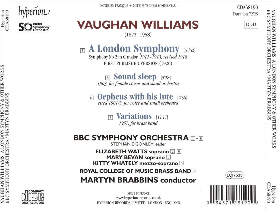 Vaughan Williams: A London Symphony (1920 Version) cover art