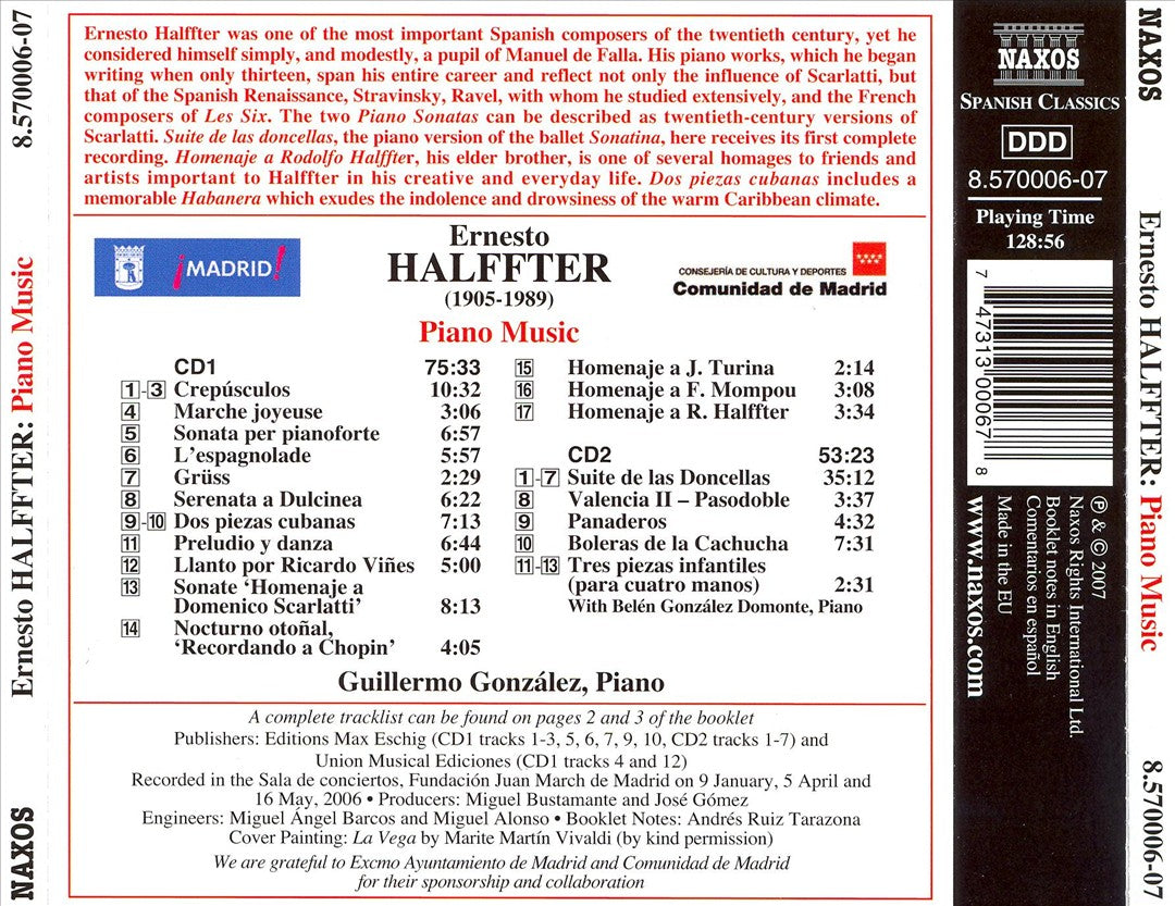 Ernesto Halffter: Piano Music cover art