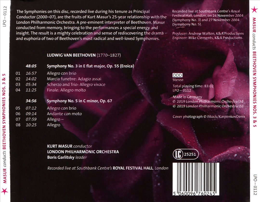 Beethoven: Symphony No. 3 (Eroica); Symphony No. 5 cover art