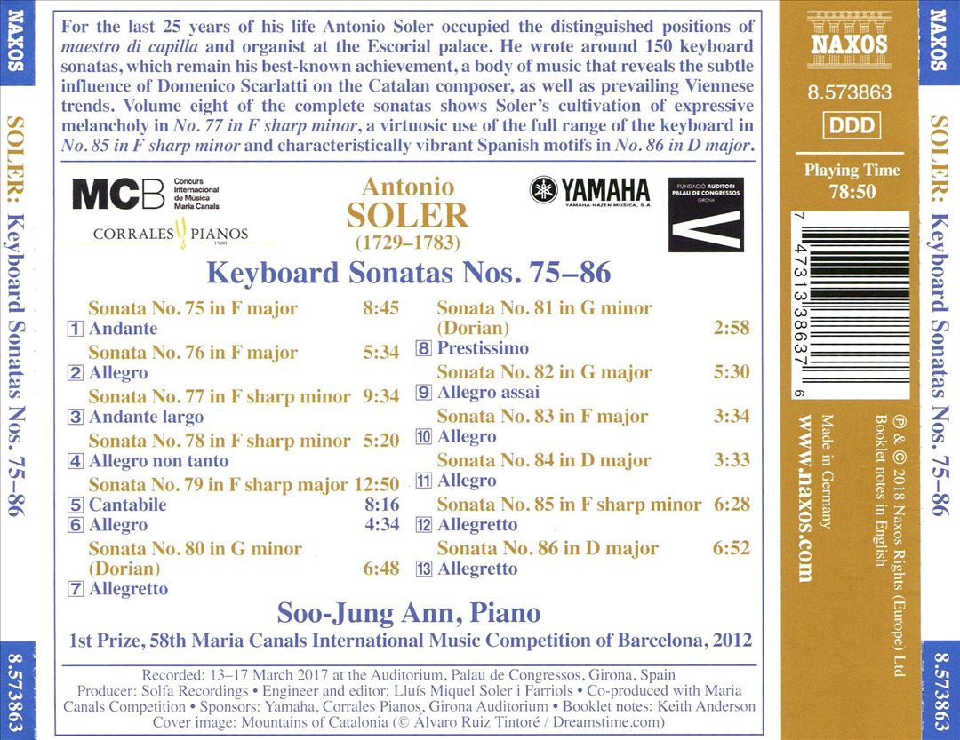 Antonio Soler: Keyboard Sonatas Nos. 75-86 cover art