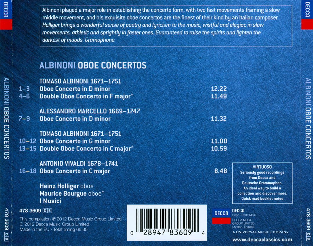Albinoni, Marcello, Vivaldi: Oboe Concertos cover art