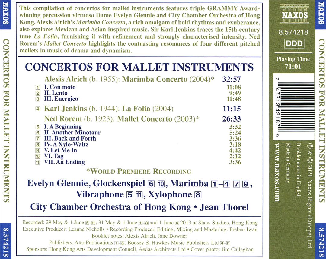 Concertos for Mallet Instruments: Alrich, Jenkins, Rorem cover art