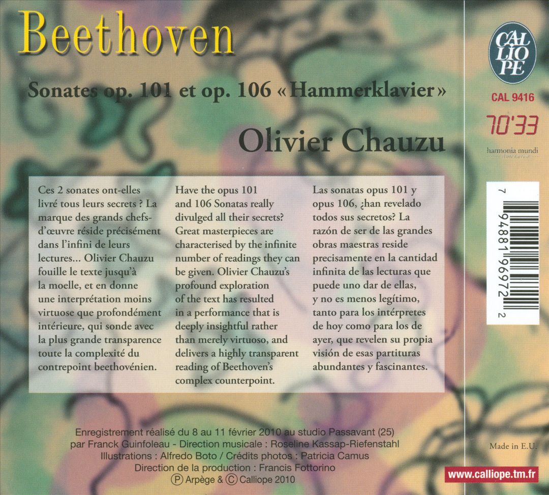 Beethoven: Sonates Op. 101, Op 106 "Hammerklavier" cover art