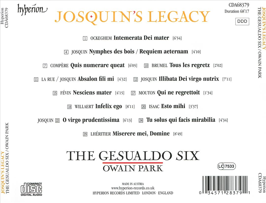 Josquin's Legacy cover art