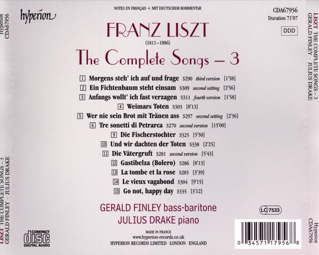 Liszt: The Complete Songs, Vol. 3 cover art