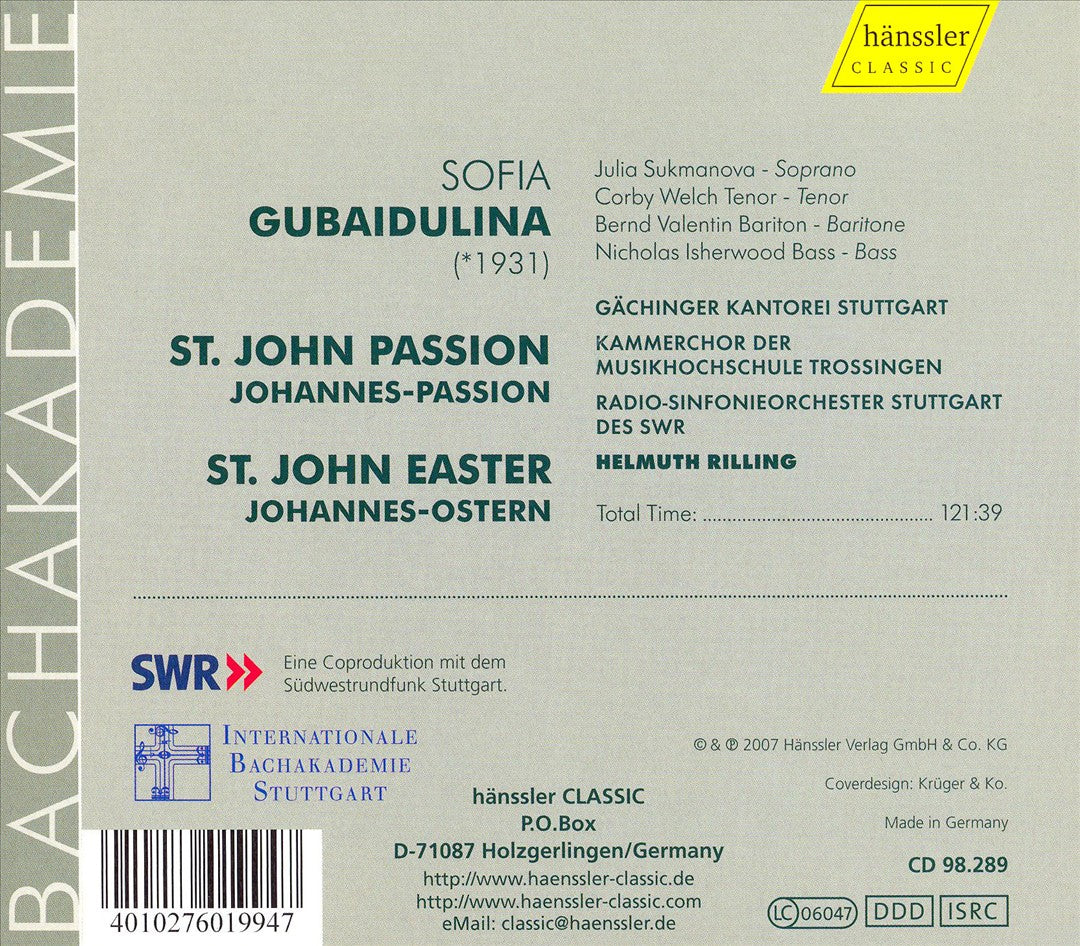 Gubaidulina: Johannes-Passion, Johannes-Ostern cover art