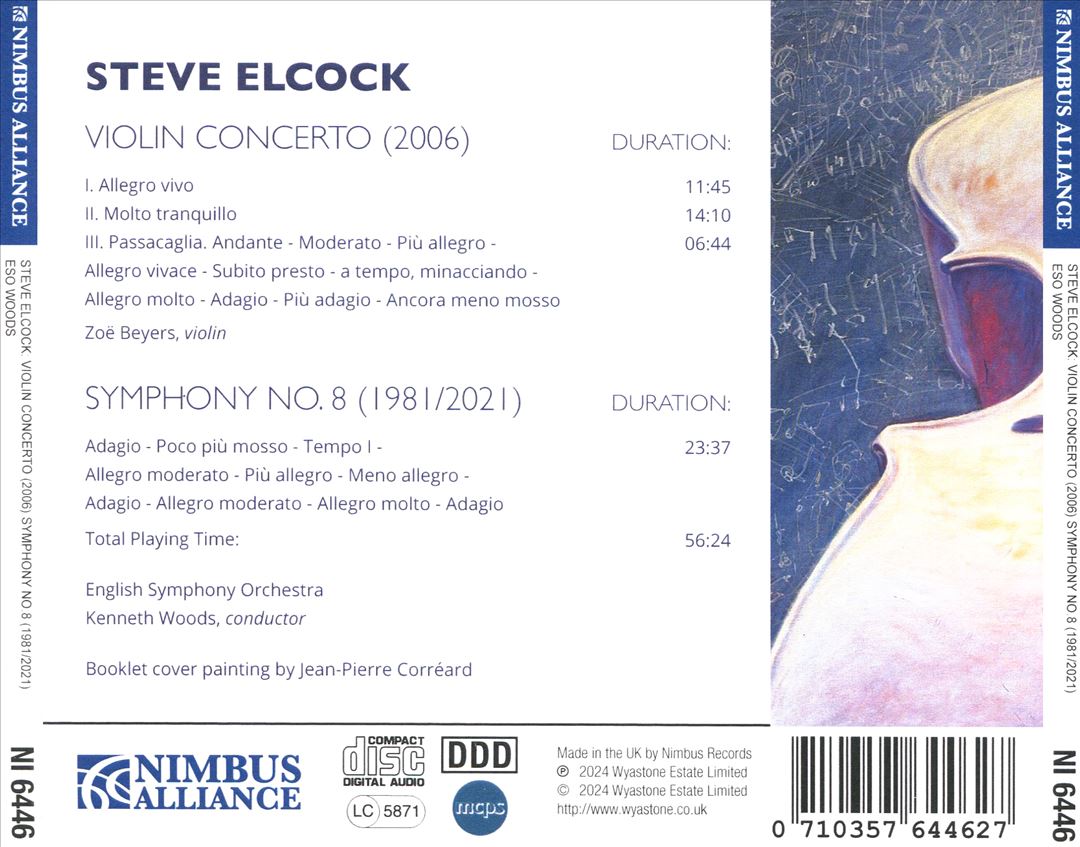 Steve Elcock: Symphony No. 8; Violin Concerto cover art