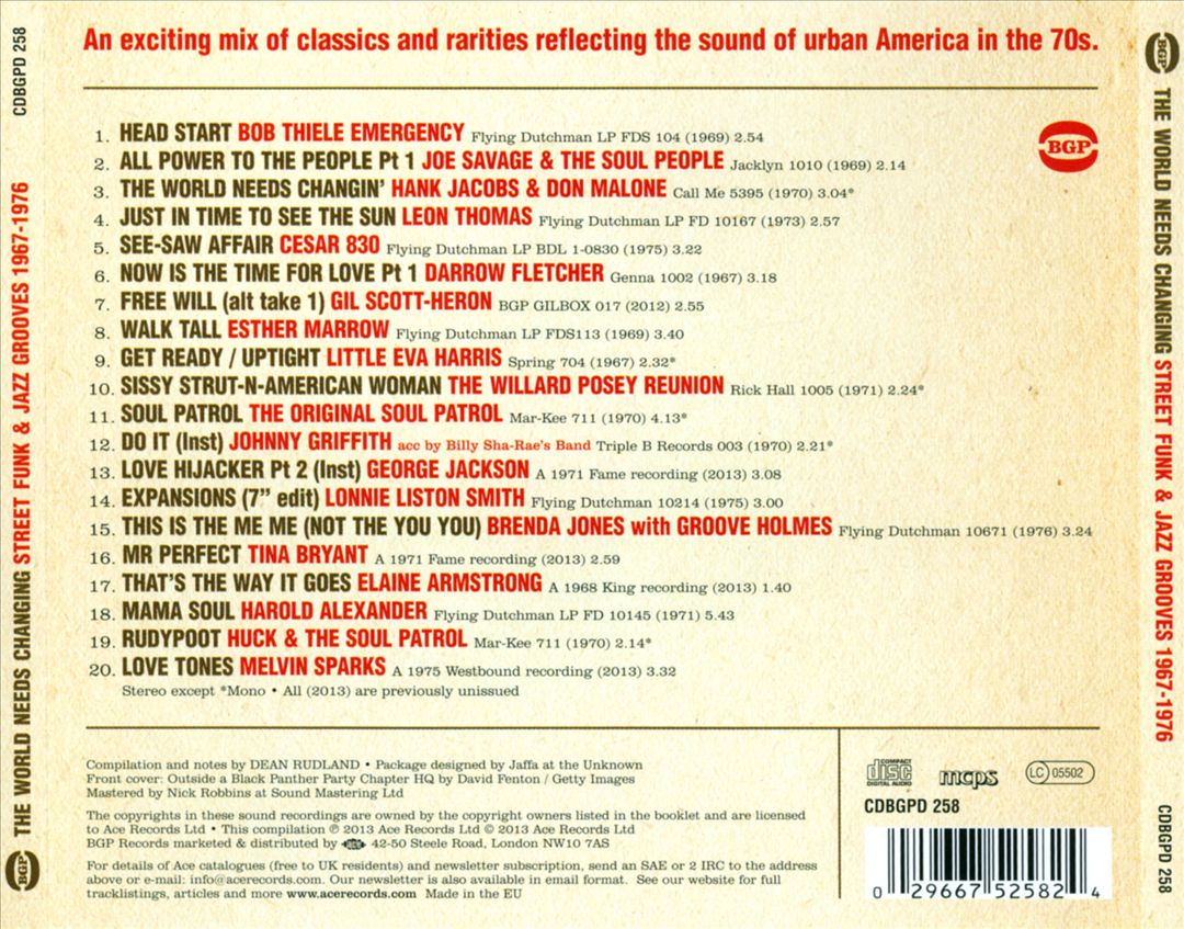 World Needs Changing: Street Funk & Jazz Grooves 1967-1976 cover art