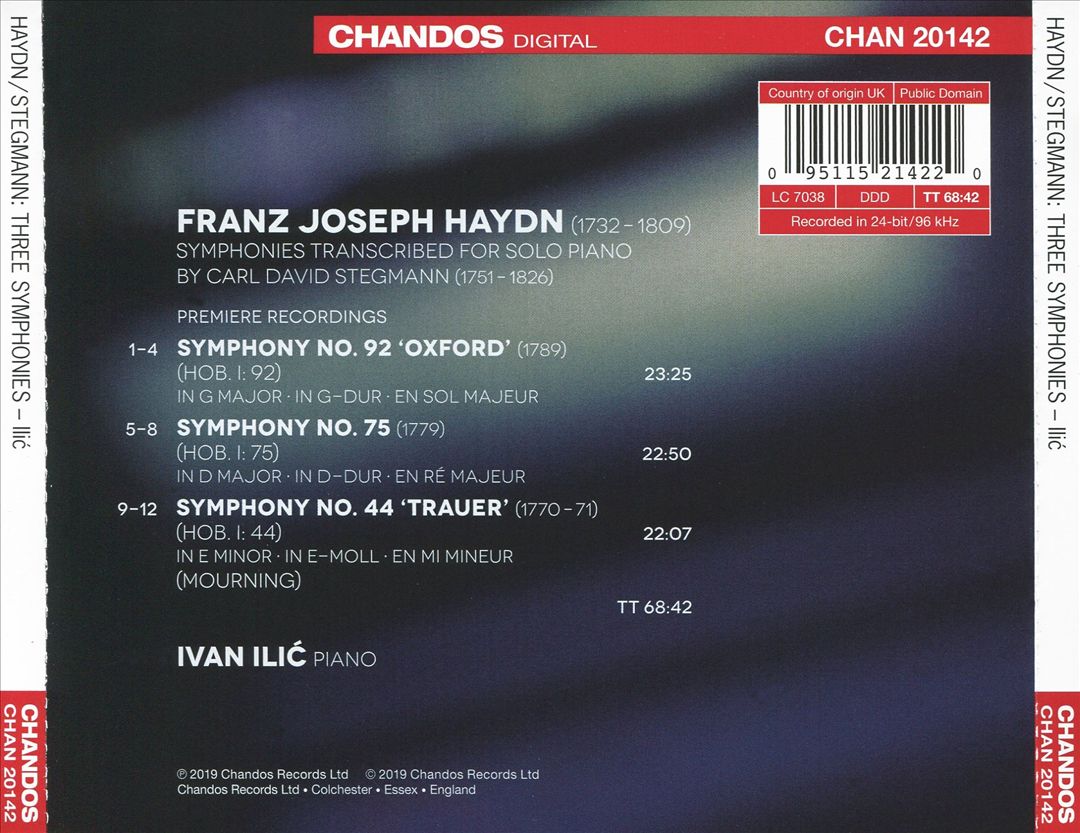 Ivan Ilić plays Haydn Symphonies Transcribed by Carl David Stegmann cover art