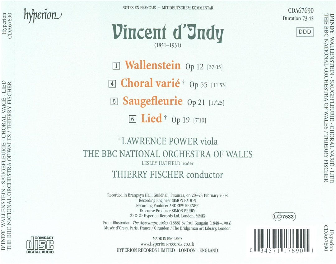 Vincent d'Indy: Wallenstein; Saugerfleurle; Lied; Choral varié cover art