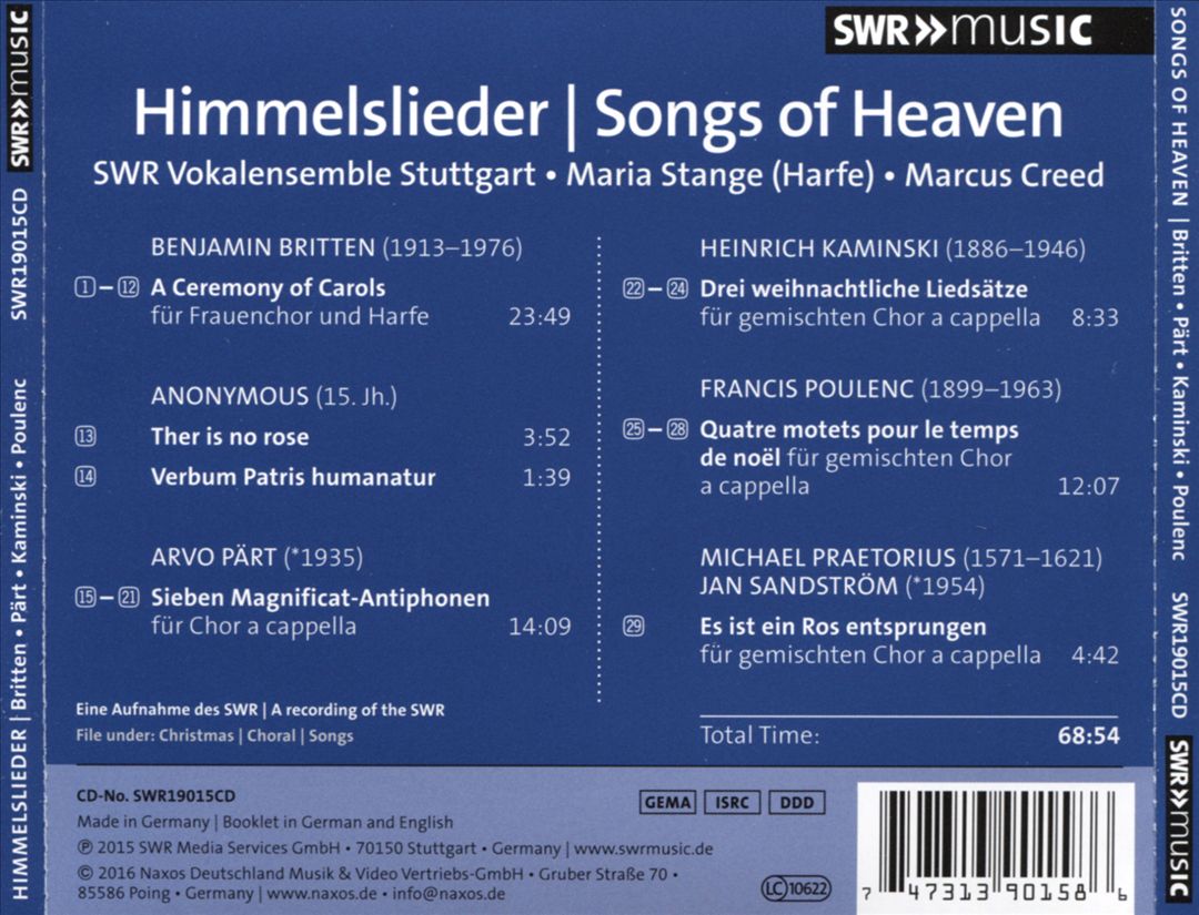 Himmelslieder: Britten, Pärt, Kaminski, Poulenc cover art