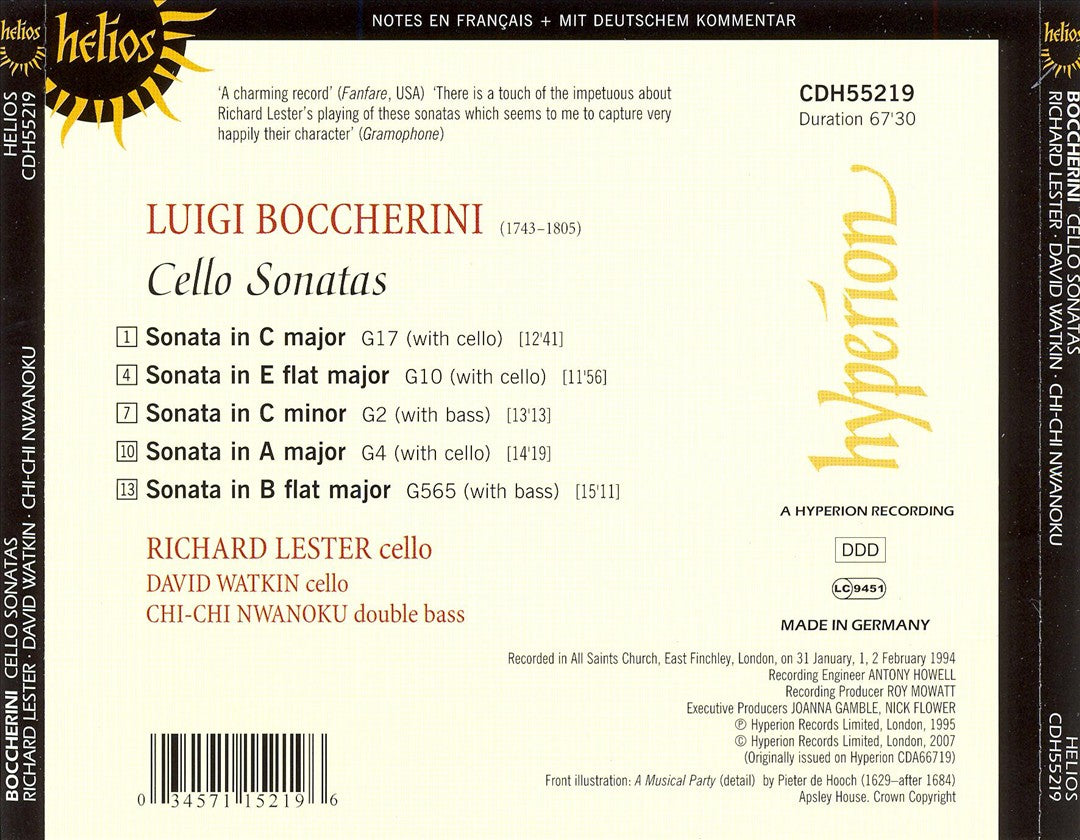 Boccherini: Cello Sonatas cover art