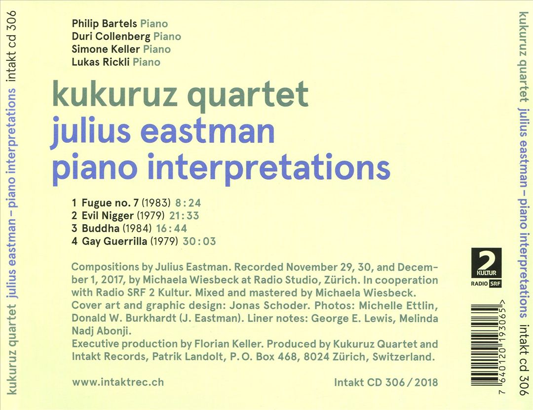 Julius Eastman: Piano Interpretations cover art