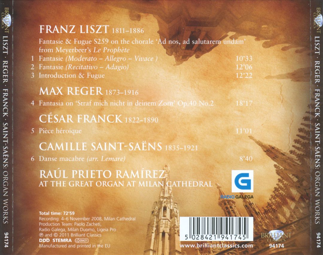 Liszt: Ad Nos, Ad Salutarum Undam; Reger; Franck, Saint-Saëns cover art