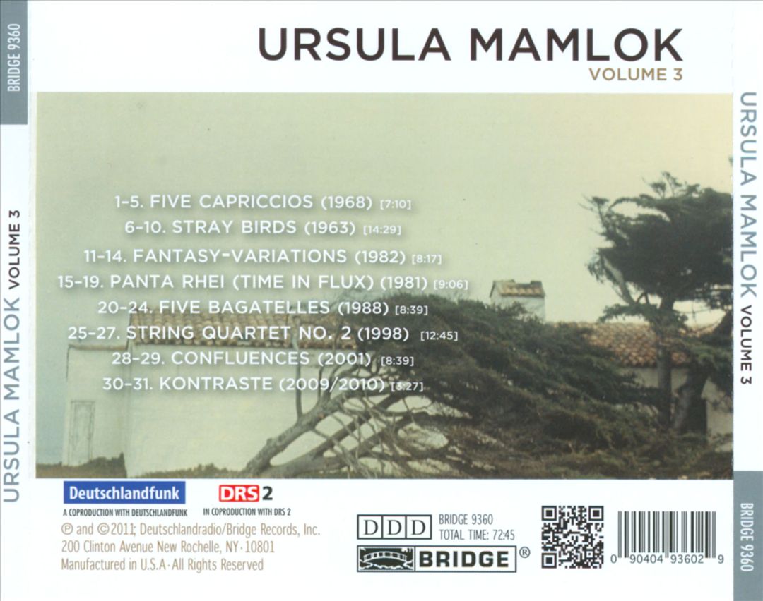 Music of Ursula Mamlok, Vol. 3 cover art