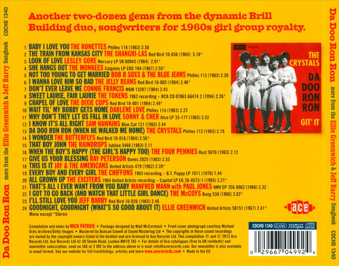 Da Doo Ron Ron: More from the Ellie Greenwich & Jeff Barry Songbook cover art