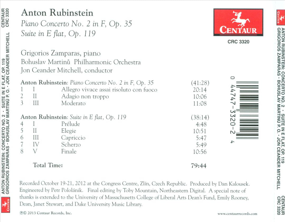Anton Rubinstein: Piano Concerto No. 2; Suite cover art