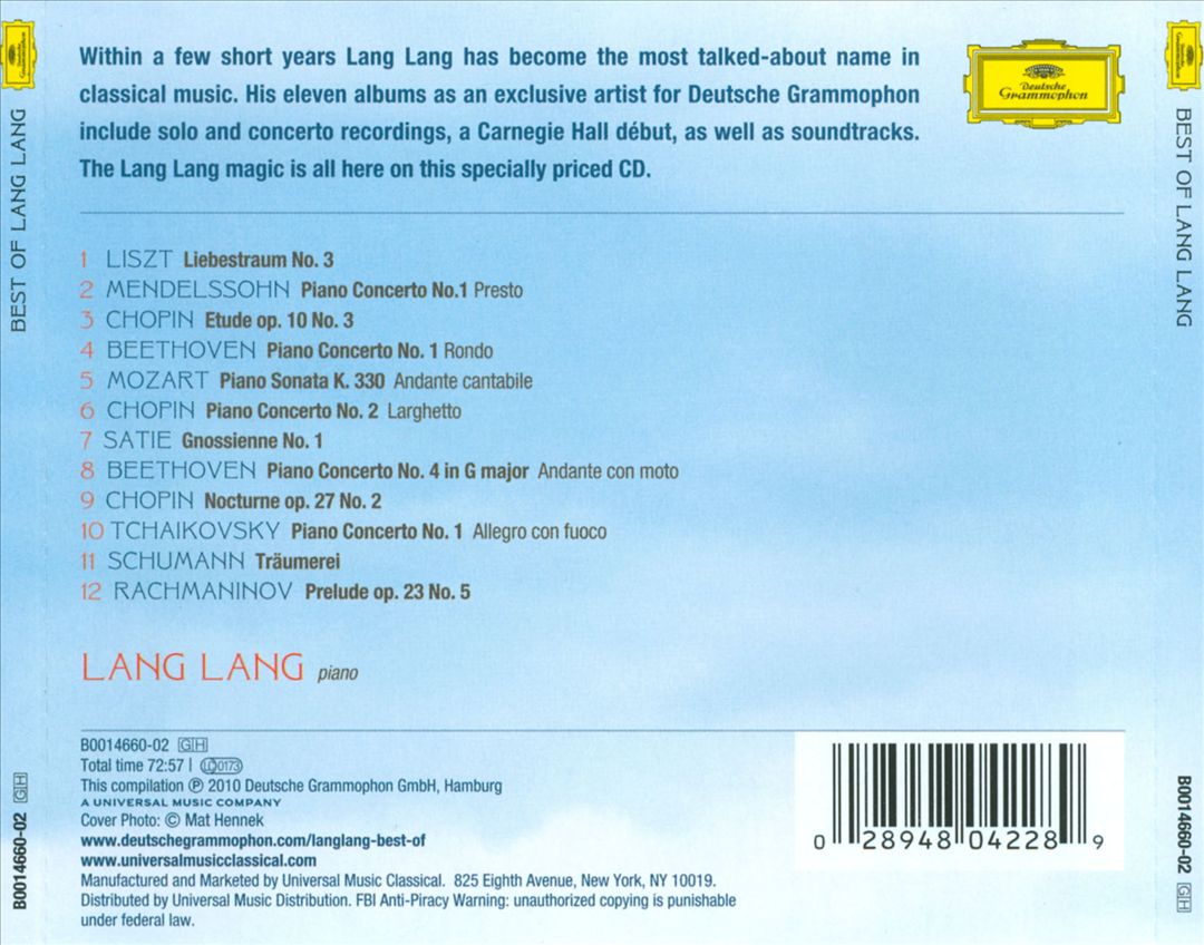 Best of Lang Lang cover art