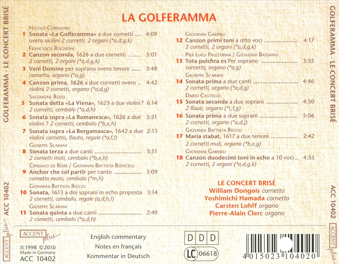 Golferamma: Musica Italiana 1600-1650 cover art