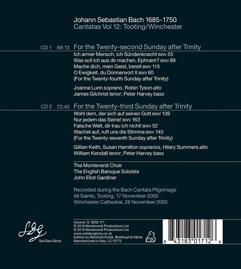Bach Cantatas, Vol. 12: Tooting/Winchester cover art