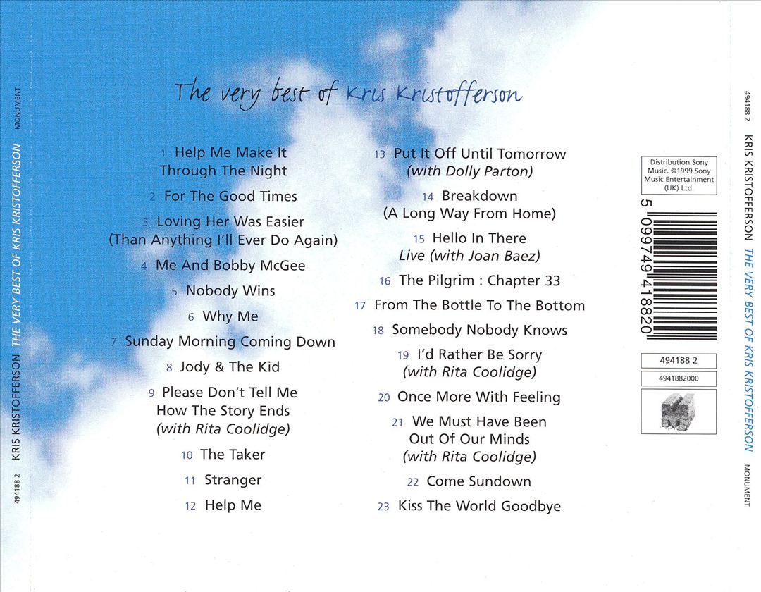 Very Best of Kris Kristofferson [Monument] cover art