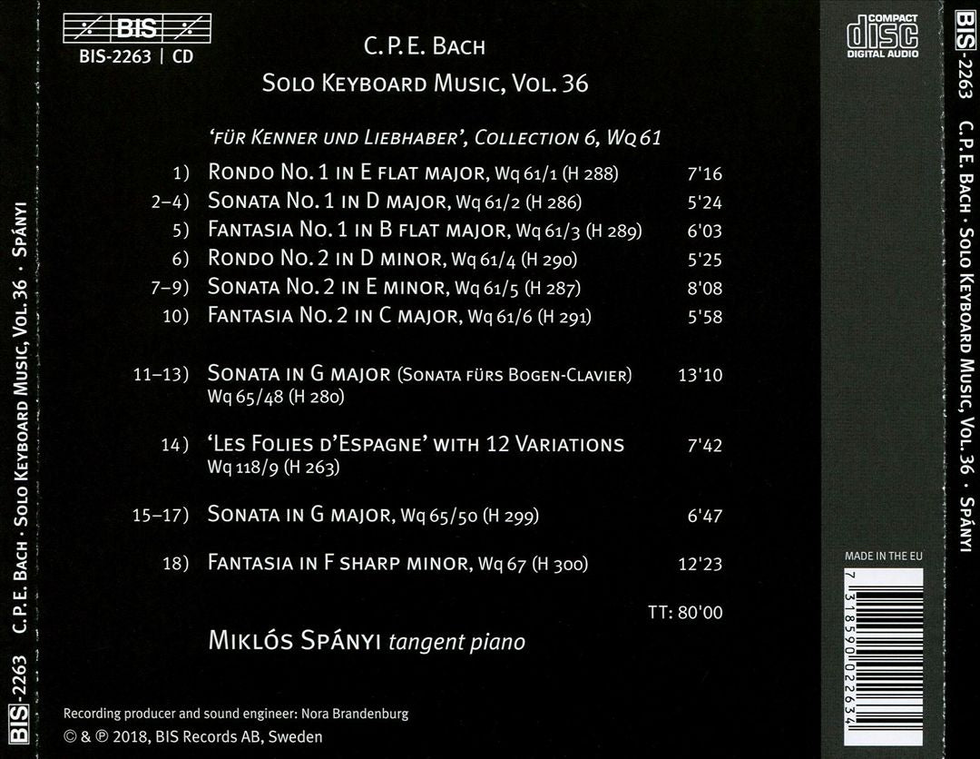 C.P.E. Bach: The Solo Keyboard Music, Vol. 36 cover art
