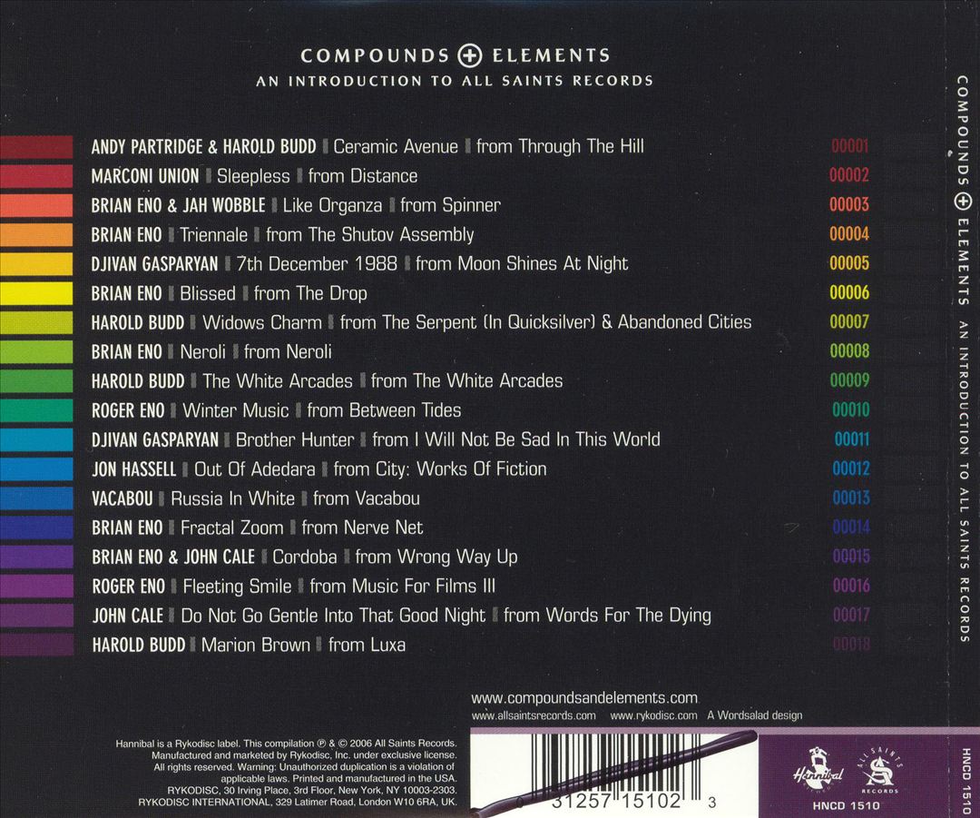 Compounds + Elements: An Introduction to All Saints Records cover art