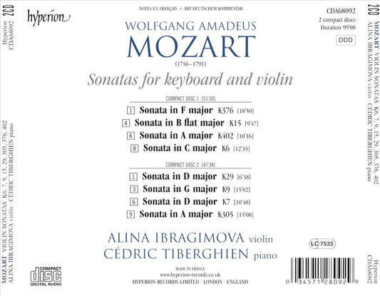 Mozart: Violin Sonatas Nos. 1, 2, 4, 10, 14, 22, 24, 29 cover art