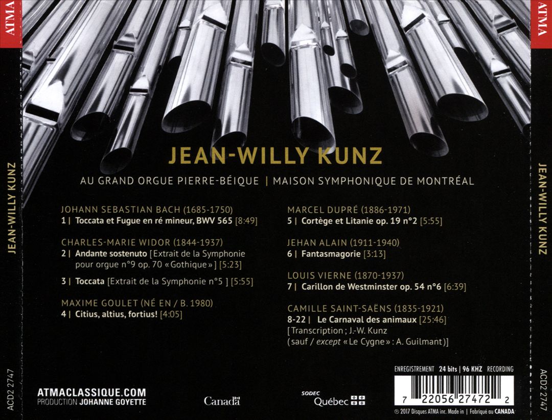 Jean-Willy Kunz au Grand Orgue Pierre-Béique cover art