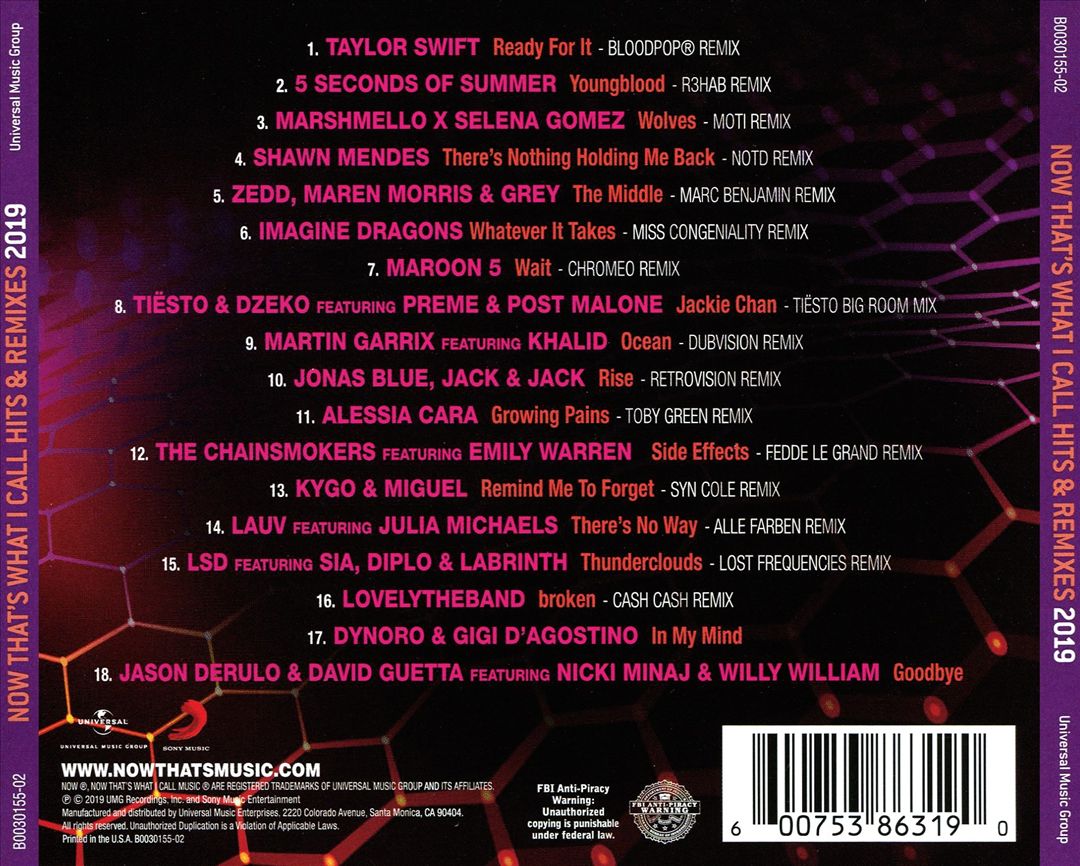 Now Thats What I Call Hits & Remixes 2019 cover art