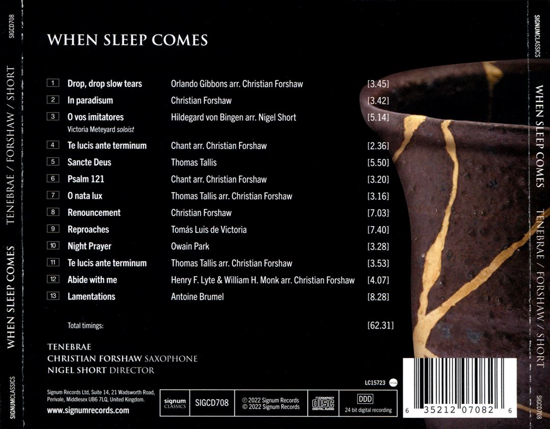 When Sleep Comes: Evening Meditations for Voices & Saxophone cover art