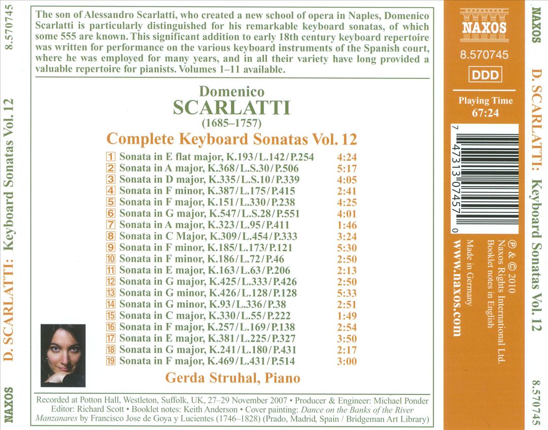 Domenico Scarlatti: Complete Keyboard Sonatas, Vol. 12 cover art