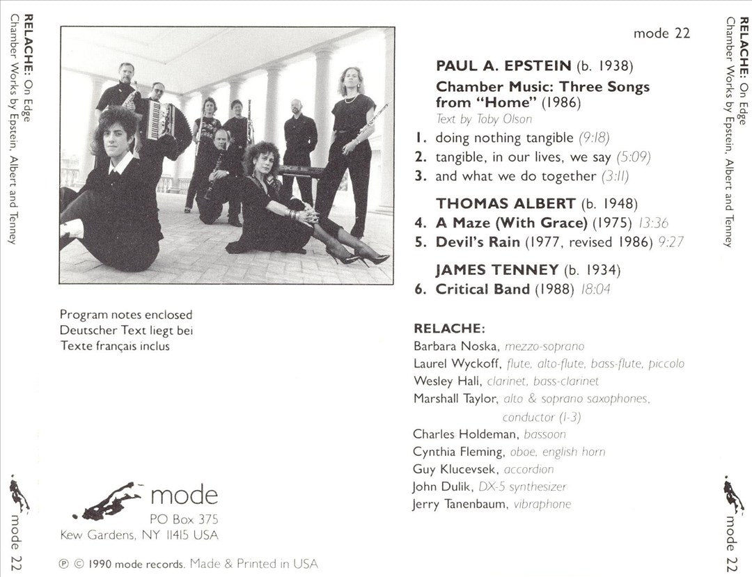 On Edge: Chamber Music by Thomas Albert, Paul A. Epstein, and James Tenney cover art