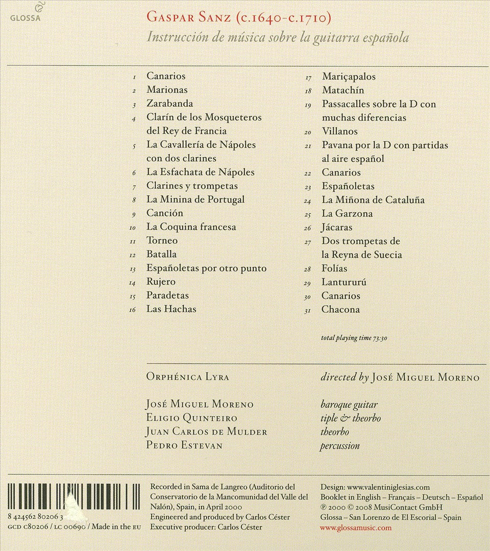 Gaspar Sanz: Instrucción de Musica para La Guitarra Espanola cover art