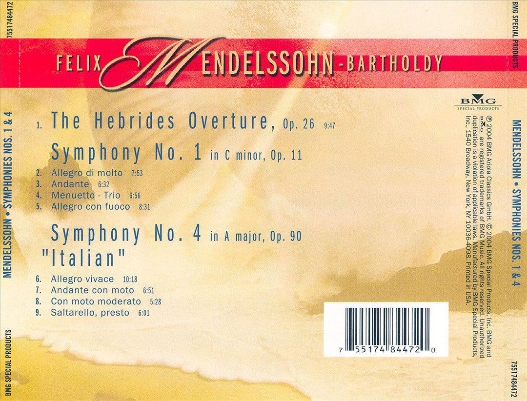 Mendelssohn: Symphony No. 4 "Italian" Symphony No. 1; Hebrides Overture cover art