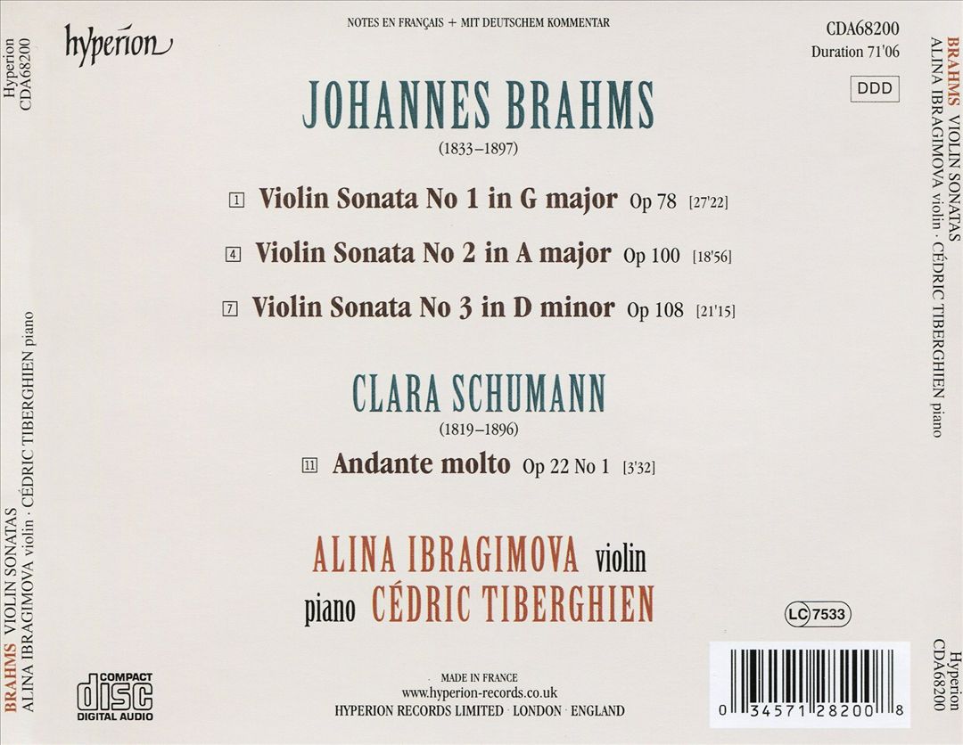 Brahms: Violin Sonatas cover art
