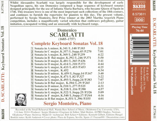 Domenico Scarlatti: Complete Keyboard Sonatas, Vol. 18 cover art