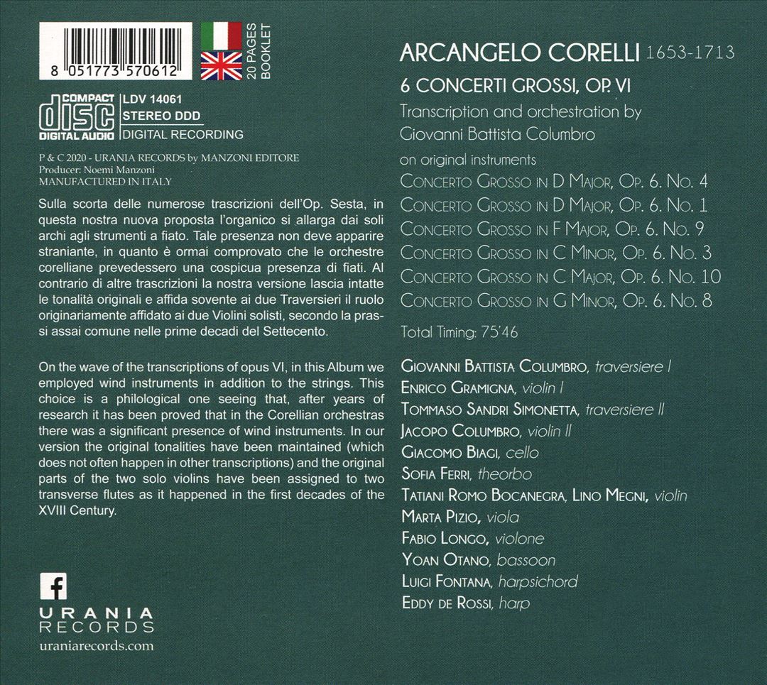 Arcangelo Corelli: 6 Concerti Grossi, Op. VI cover art