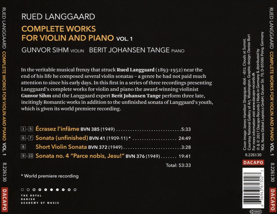Rued Langgaard: Complete Works for Violin and Piano, Vol. 1 cover art