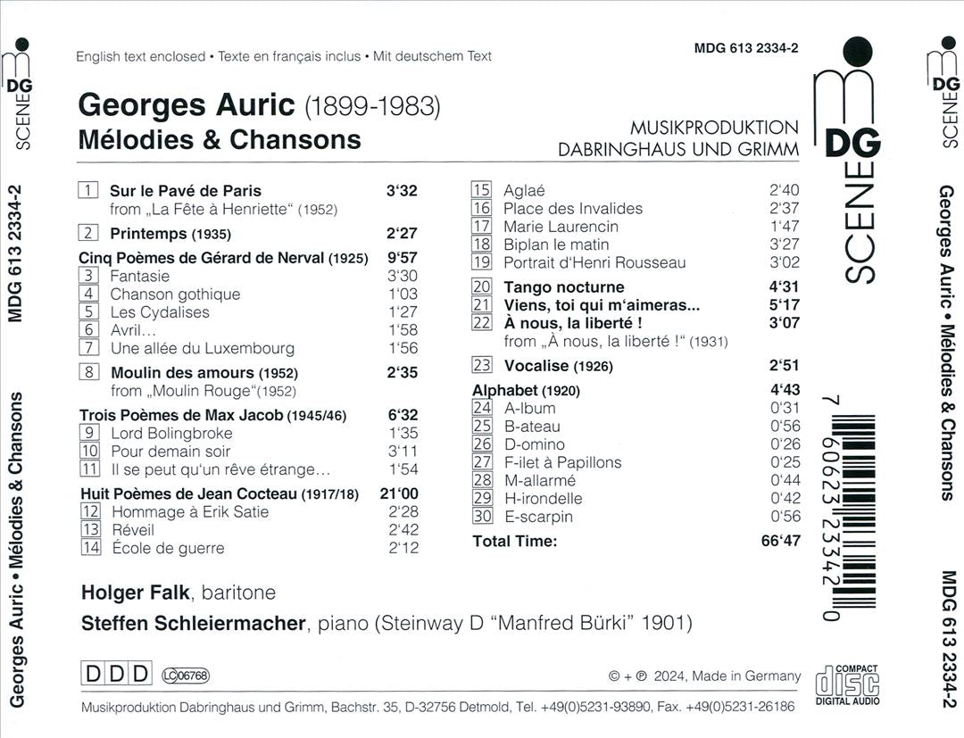 Georges Auric: Melodies & Chansons cover art