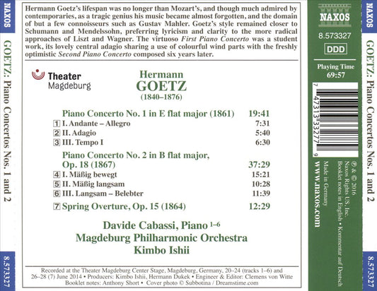 Hermann Goetz: Piano Concertos Nos. 1 & 2; Spring Overture cover art