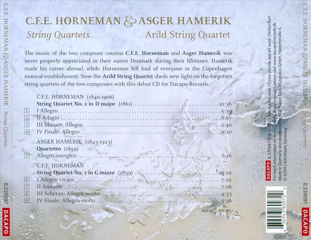 C.F.E. Horneman & Asger Hamerik: String Quartets cover art