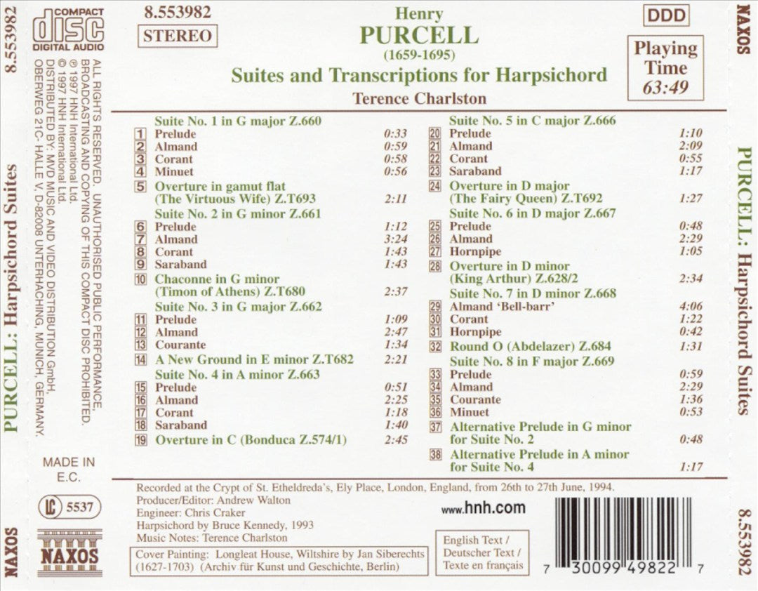 Purcell: Suites and Transcriptions for Harpsichord cover art