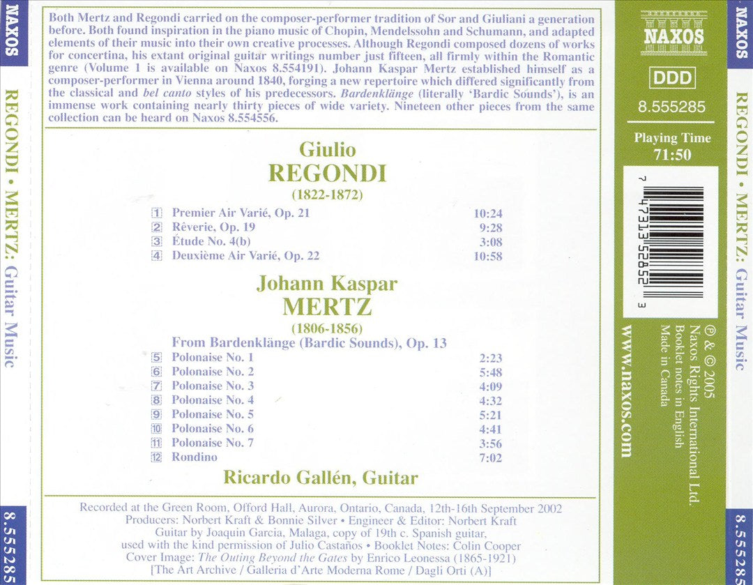 Giulio Regondi: Airs Variés; Rêveries; Johann Kaspar Mertz: Polonaises; Rondino cover art