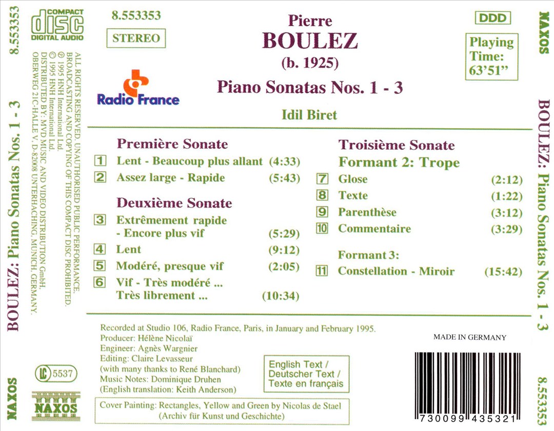 Boulez: Piano Sonatas Nos. 1-3 cover art