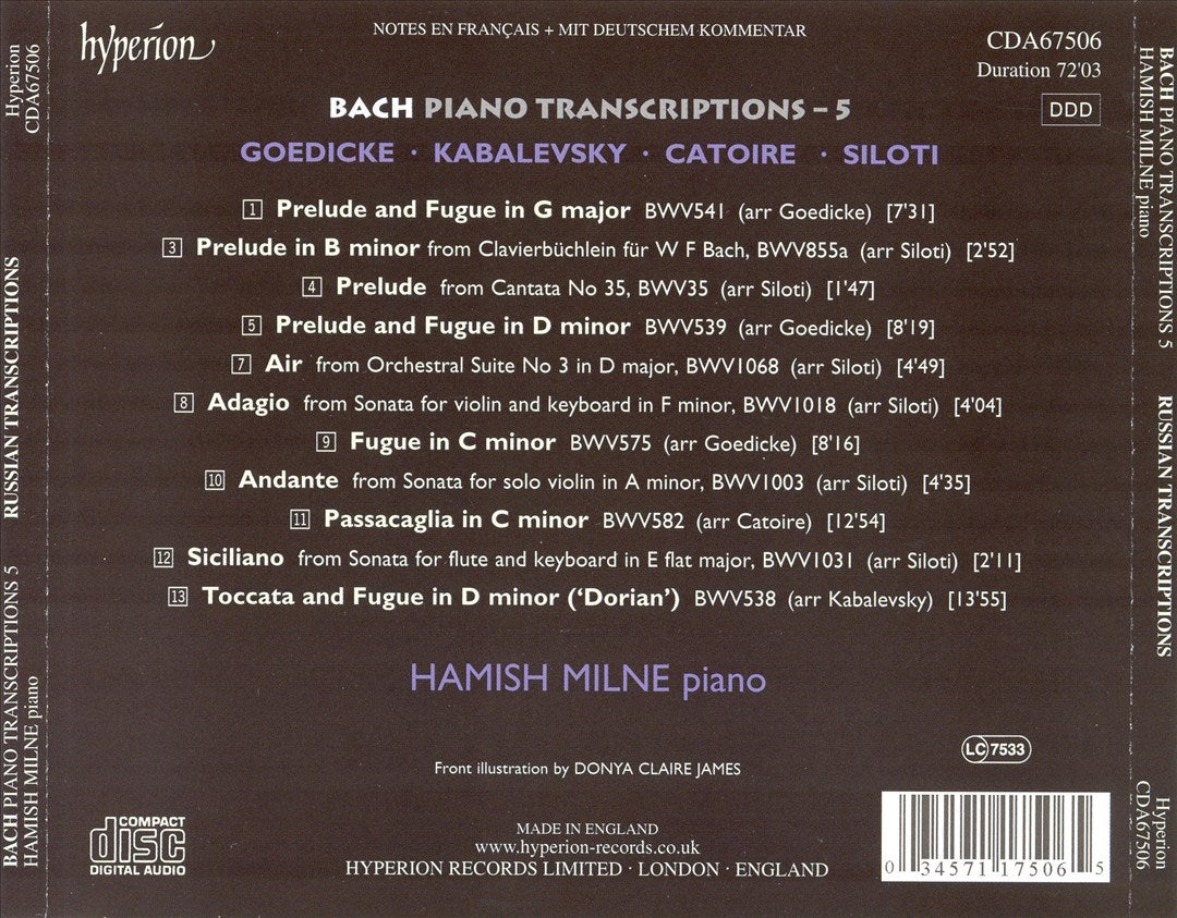Bach Piano Transcriptions, Vol. 5: Russian Transcriptions cover art