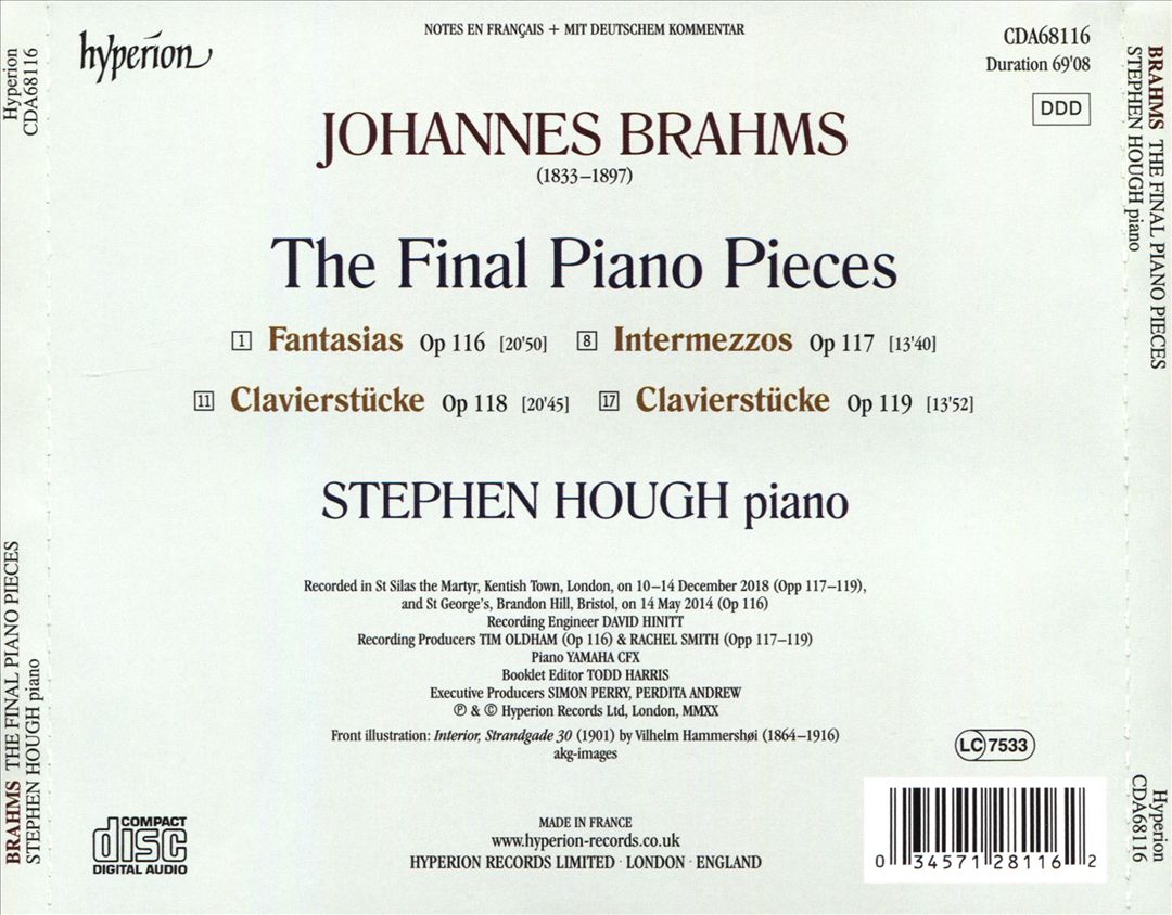Brahms: The Final Piano Pieces cover art