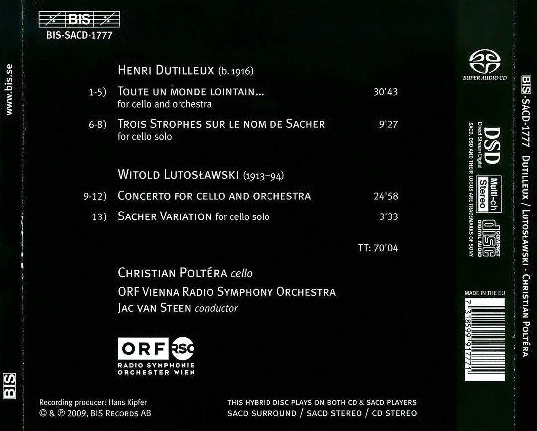 Dutilleux, Lutoslawski: Works for Cello cover art