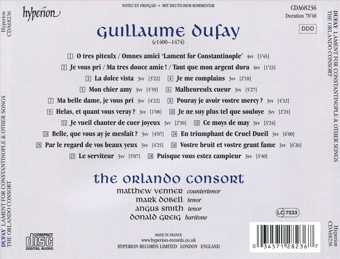 Guillaume Dufay: Lament for Constantinople cover art